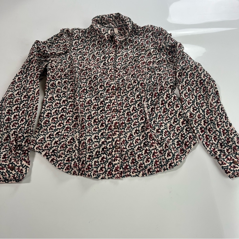 pilcro girl’s button up floral shirt L m140-18